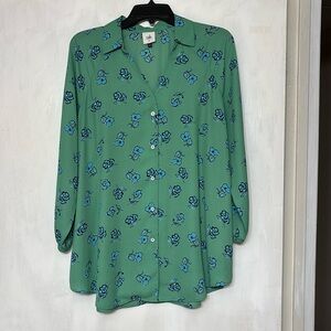 Cabi green blue white A-line blouse M